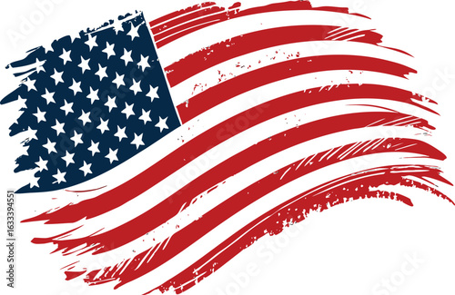 Distressed American Flag Illustration with Red White and Blue Colors a Patriotic Symbol for the United States
