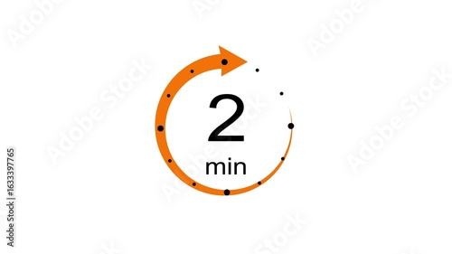 2 min clock icon animation. arrow Clock 2-minute icon Digital and analog clock 2 minutes isolated on white background. and creating a stunning video.4k video.