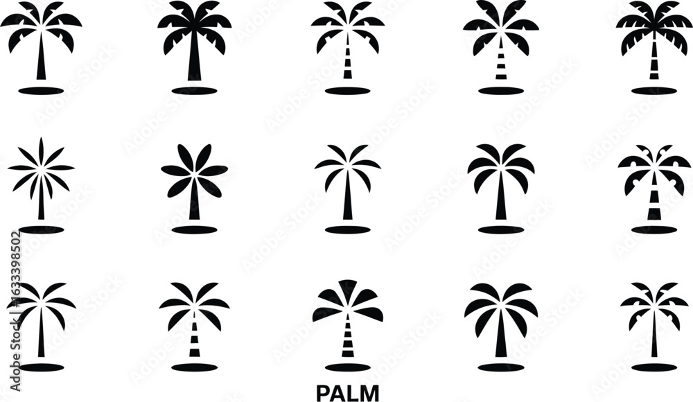 Naklejka premium Palm tree vector icons