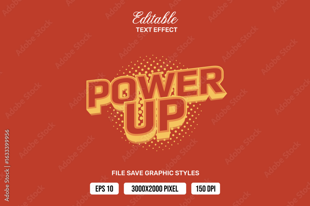 Fototapeta premium Premium power up text effects can be edited again, suitable poster, template white background.