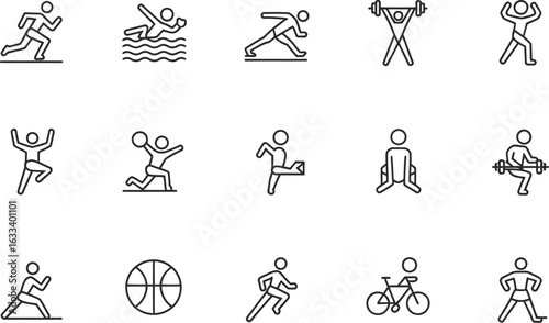 Sports outline icons set