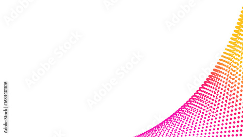 Abstract Gradient Dotted Wave, Pink to Yellow, White Background