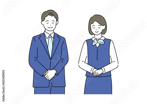 お辞儀するビジネスパーソン　受付　窓口　