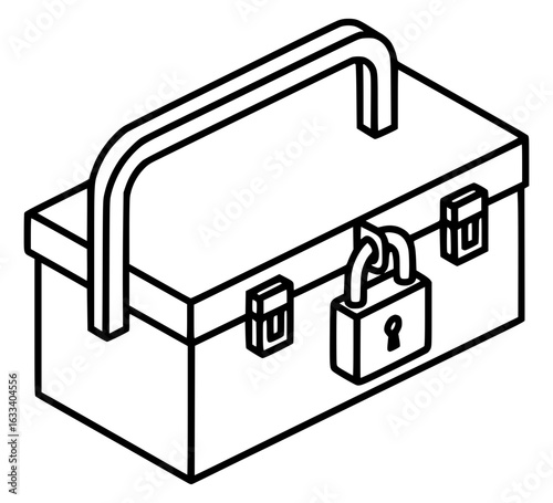 Isometric Toolbox Locked Line Art Vector SVG