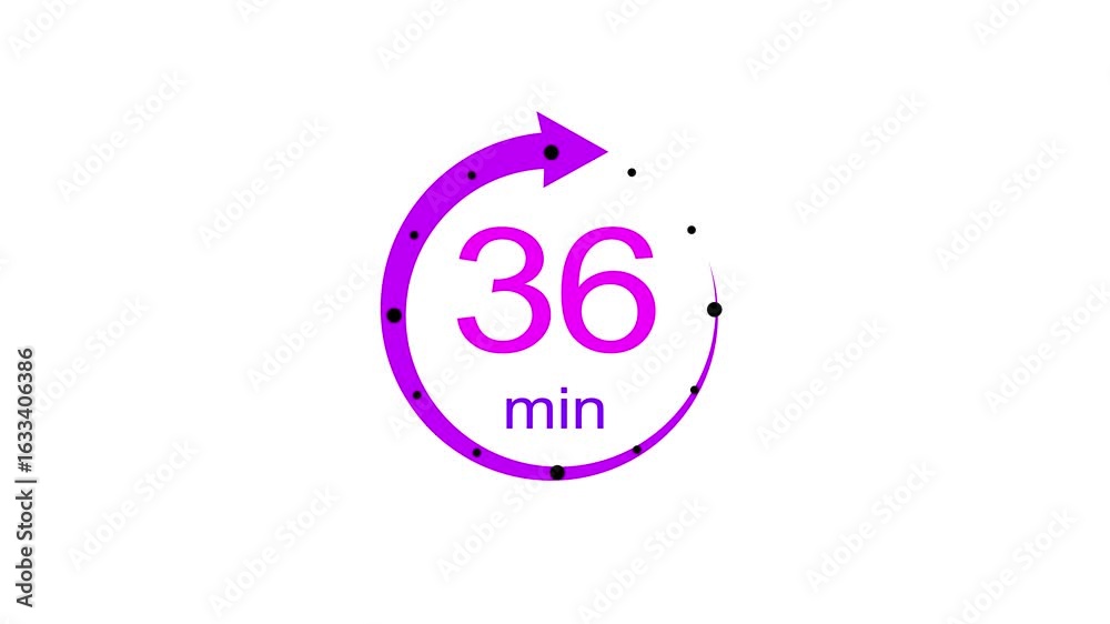 Abstract clock icon animation. arrow Clock 36-minute icon Digital and analog clock 36 minutes isolated on white background. and creating a stunning video.4k video. Abstract clock icon animation. arrow Clock 36-minute icon Digital and analog clock 36 minutes isolated on white background. and creating a stunning video.4k video.