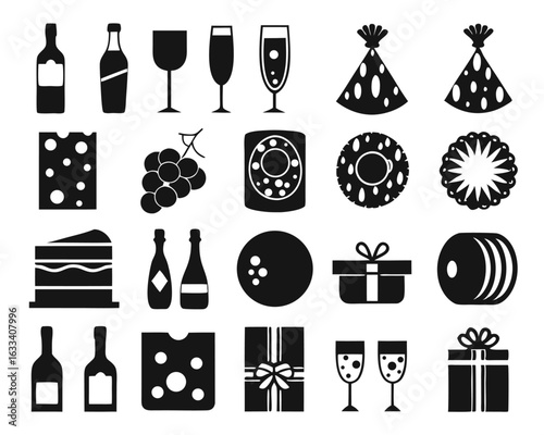 Charming hand drawn wine party collection featuring numerous delightful elements for festive celebrations isolated on transparent background