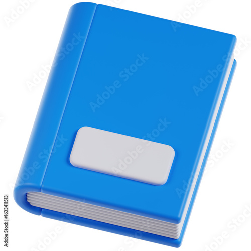 3D Rendering Blue Book With Label Illustration Minimalist Style Icon