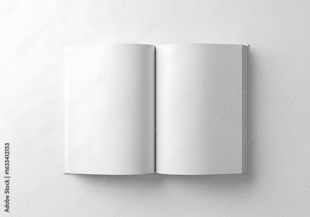 Fototapeta premium Blank open book with white pages on a light background