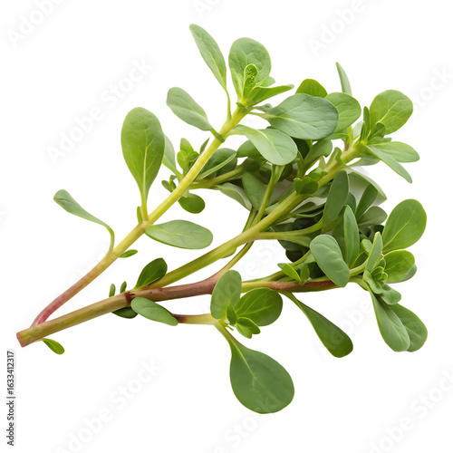 A whole single purslane isolated on a transparent background