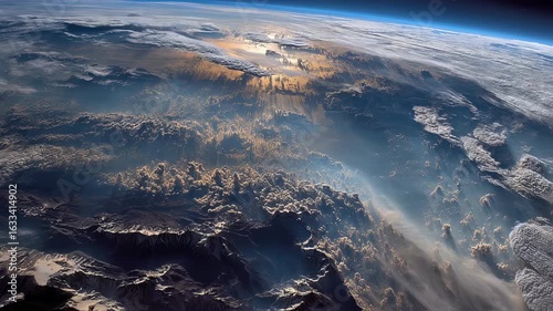 Wallpaper Mural Cinematic view of planet earth from space with detailed continents, swirling clouds, and atmospheric glow — realistic globe background set against deep outer space Torontodigital.ca