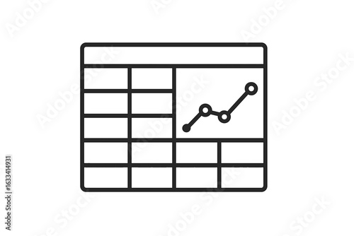 Line graph on table representing data analysis and trends business data grid