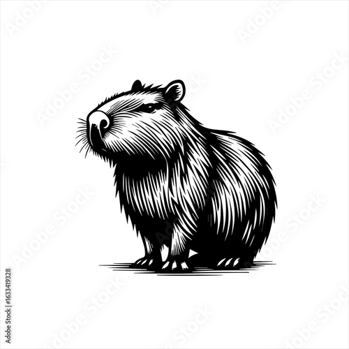 A capybara isolated on white background