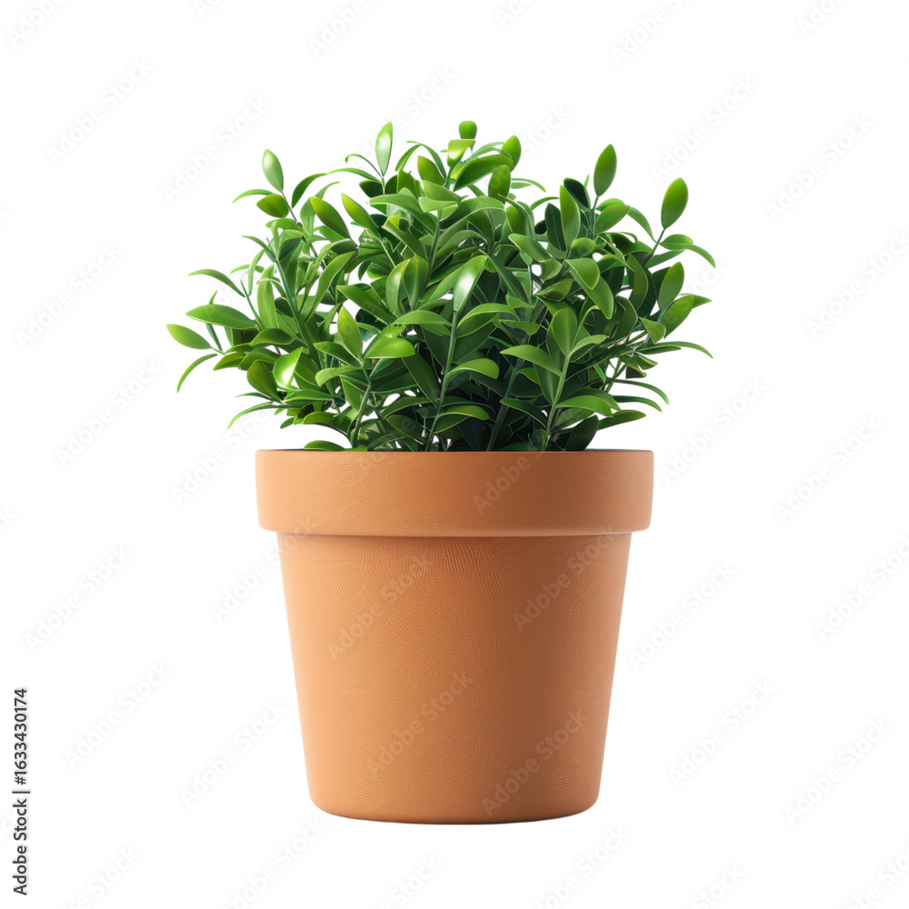 Obraz premium Lush Green Plant in Simple Terracotta Pot on Transparent Background