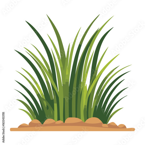 Lush Bush of Fresh Green Meadow Grass