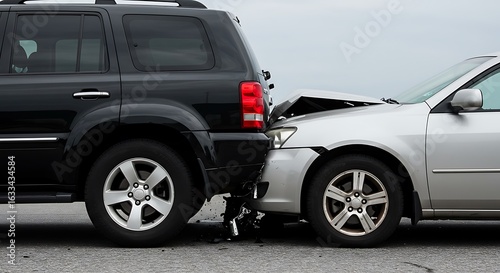 Rear end collision car accident showing damage to vehicles and illustrating road safety concerns insurance claims and potential personal injury litigation