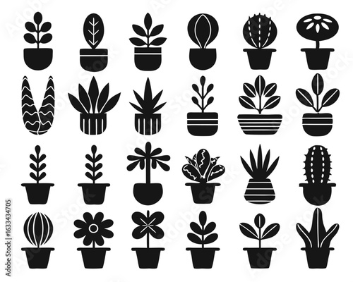 Elegant modern botanical planter outline art design featuring clean lines and a minimalist aesthetic for home decor applications isolated on transparent background