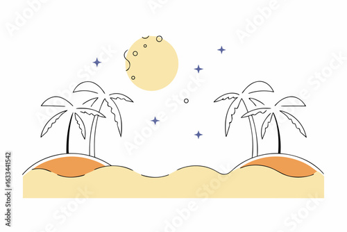 vector illustration of a tropical island