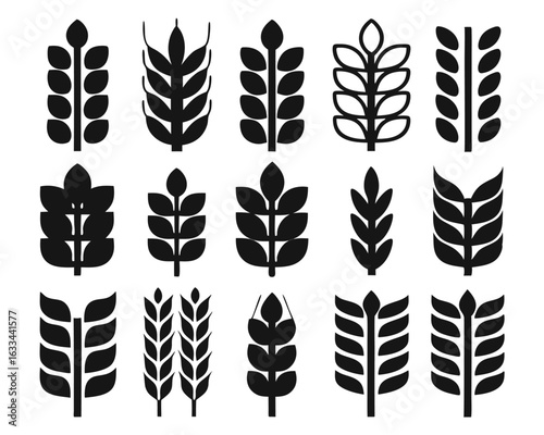 Stylized outline of a single wheat ear or grain stalk representing agriculture and harvest presented as an isolated icon on transparent background isolated on transparent background