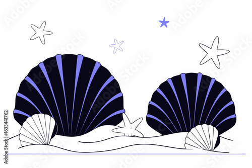 sea background with sea shells