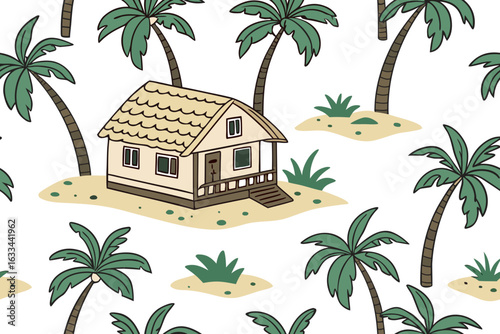 house and palms
