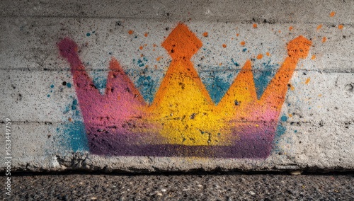 Urban Graffiti Crown, Concrete Wall, Street Art, Background Blur