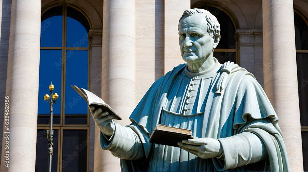 Obraz premium Statue of a nobel Roman lawyer Cicero, in front of the Palace of Justice, Rome, Italy