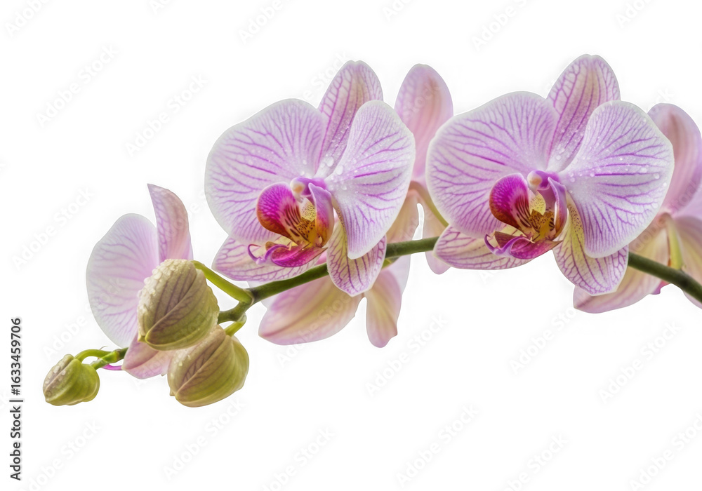 Obraz premium Delicate pink orchid blossoms isolated on transparent background