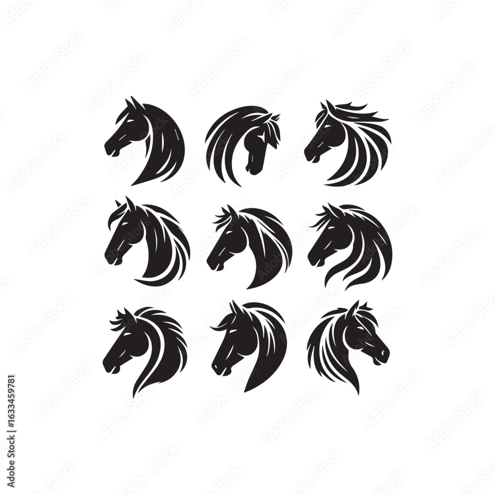 Obraz premium Horse head silhouette equestrian animal design art