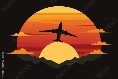plane in the sunset