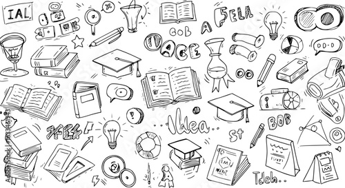 Education  Learning Doodles: A Hand-Drawn Vector Pattern