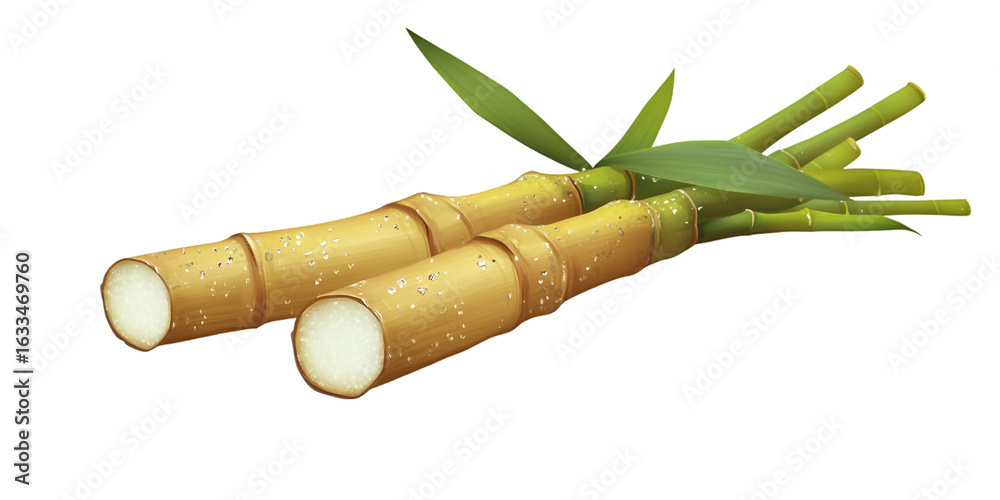 Fototapeta premium Sugarcane Stalk Isolated on White Background