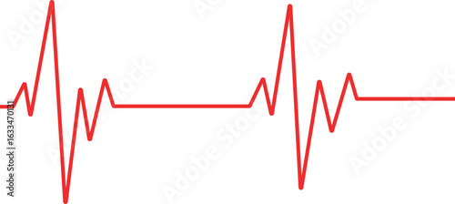 Red Heartbeat Line on White Background