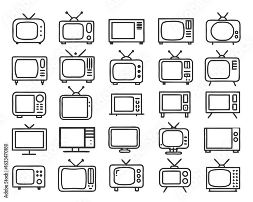 Nostalgic television silhouette icon representing vintage broadcast technology and retro entertainment isolated on transparent background