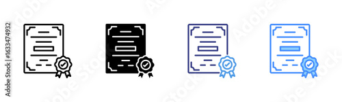 Certification icon set multiple style collection