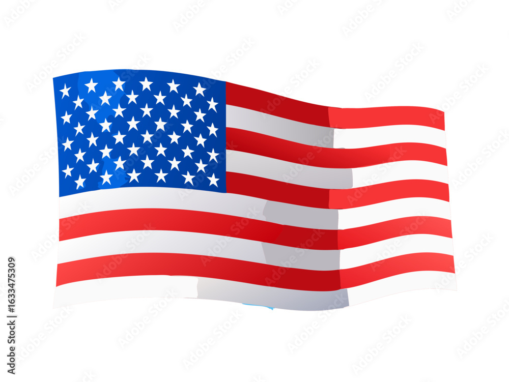 Fototapeta premium 3d Render United States Flag Waving in the Wind in Blue Sky, Concepts of Democracy and International Relations