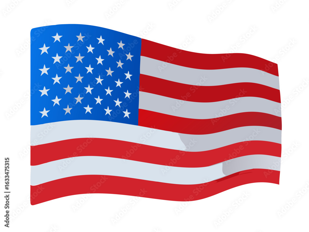 Fototapeta premium 3d Render United States Flag Waving in the Wind in Blue Sky, Concepts of Democracy and International Relations