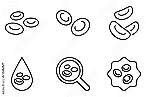 Blood cells icon set, simple medical icon. Black icon on white background
