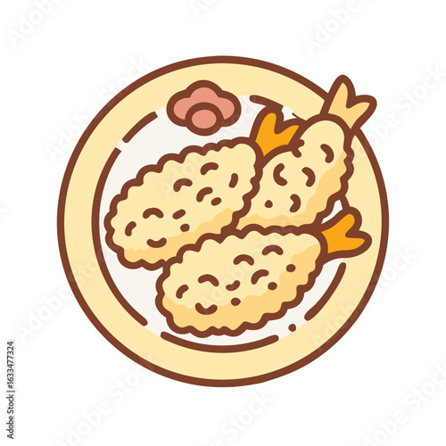 Plate of fried shrimp tempura icon