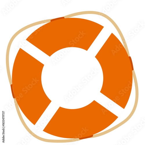 Orange and white lifebuoy ring illustration, ideal for beach safety, rescue equipment, water sport, or ocean-themed graphics.