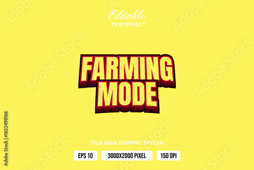 premium farming mode this text effects can be edited again, suitable poster, template white background