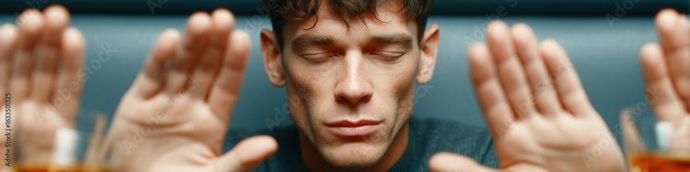 Fototapeta premium Modern Professional Man Practicing Mindfulness and Calm Meditation Authentic Premium Wellness Content for Young Adult Lifestyle and Mental Health Campaigns