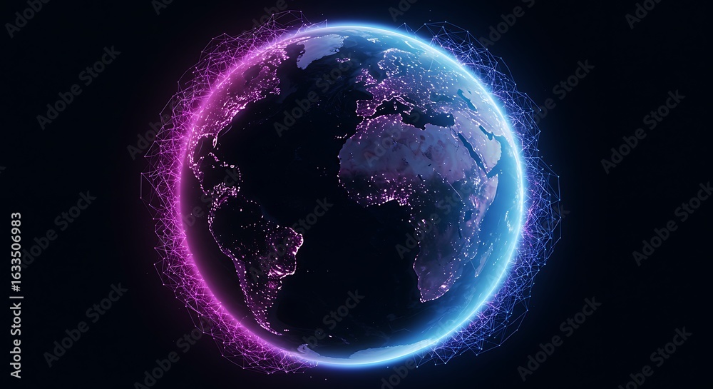 custom made wallpaper toronto digital輝く地球 ネオンカラーのオーラ