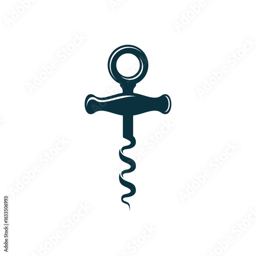 corkscrew logo. Simple illustration of wood corkscrew vector icon