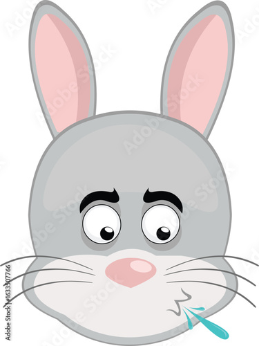 vector illustration emoticon character face rabbit rodent animal, spitting saliva