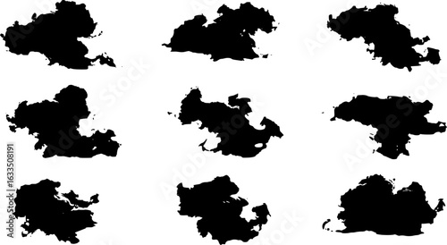 Set of clouds silhouette, Clouds isolated on white Background
