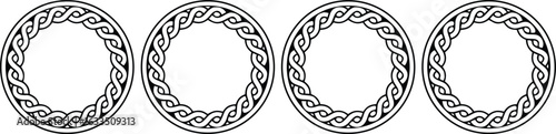 Four Circular Frames with Intricate Celtic Knot Designs on a White Background