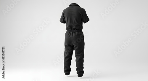 Black Work Jumpsuit, Back View, Studio Shot