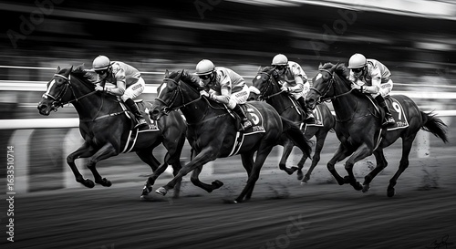 Wallpaper Mural 疾走する競走馬、白黒写真 Torontodigital.ca