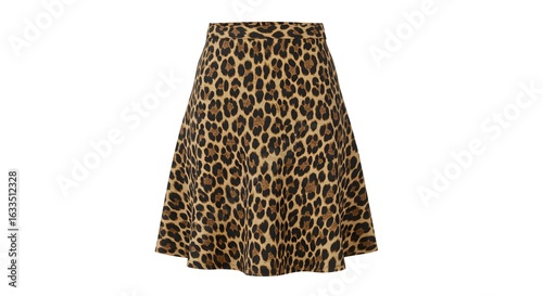 Leopard Print Midi Skirt Isolated on White