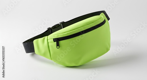 Neon Green Fanny Pack Isolated on White Background